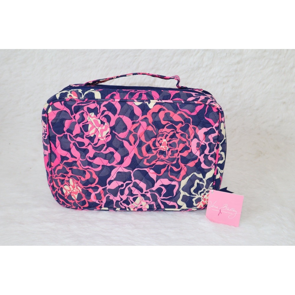 NWT Vera Bradley Large Blush & Brush Makeup Case Cosmetic Bag Katalina Pink